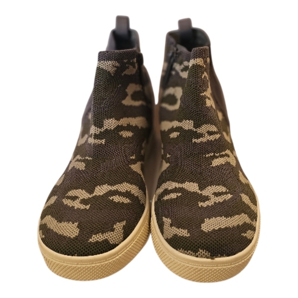 Green and White Torrid Women's Camo Stretch Sneaker Wedge